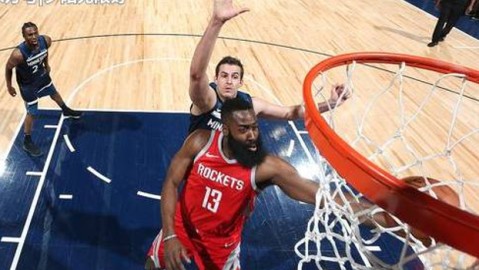 标题：哈登44分+保罗末节失误惊魂 火箭G1险胜森林狼